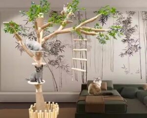 large wooden cat tree