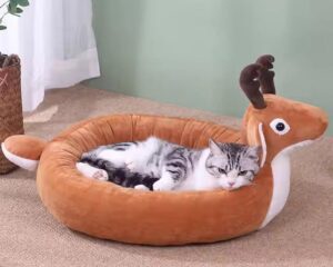 plush cat bed