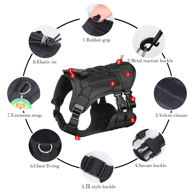 dog tactical vest harness, dog military harness